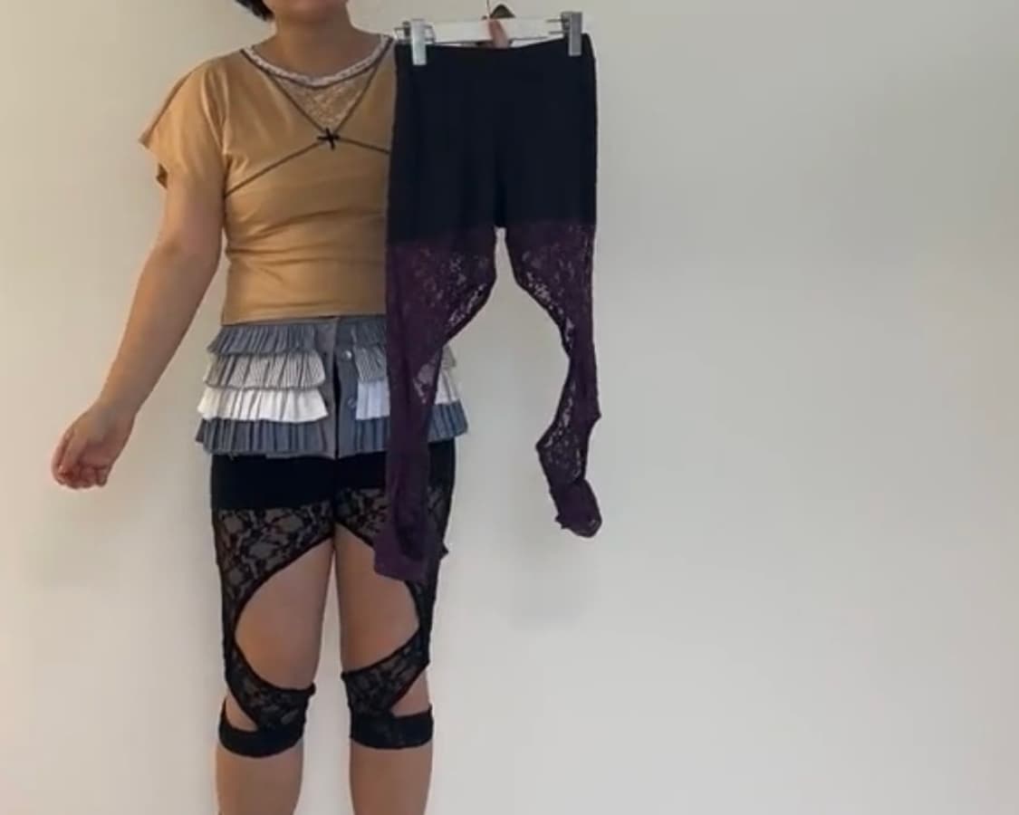 샵페어리 레깅스 lace up leggings purple 상품이미지2