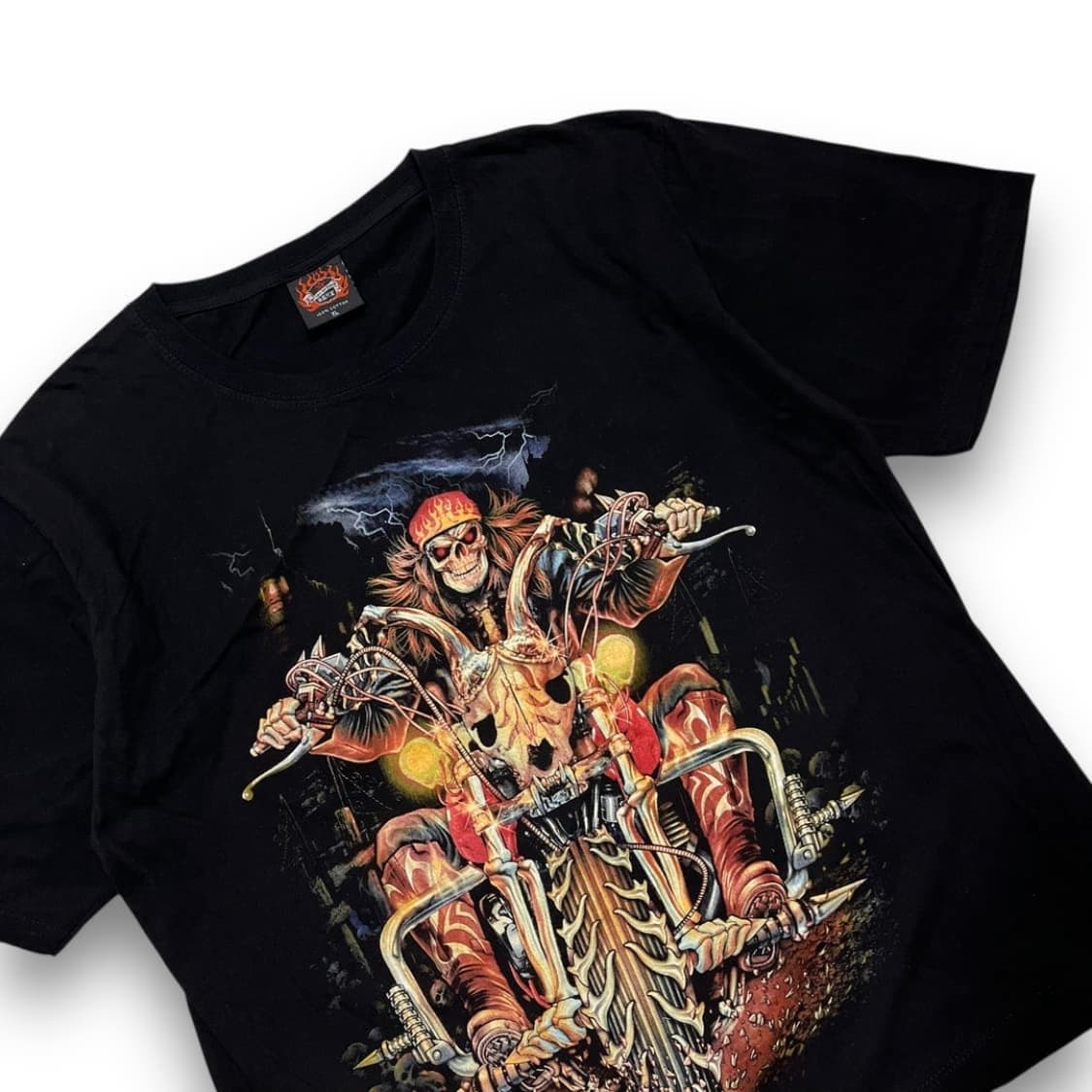 펑크 메탈 헤븐 스컬 라이더 바이커 아트 반팔 티셔츠 상품이미지2