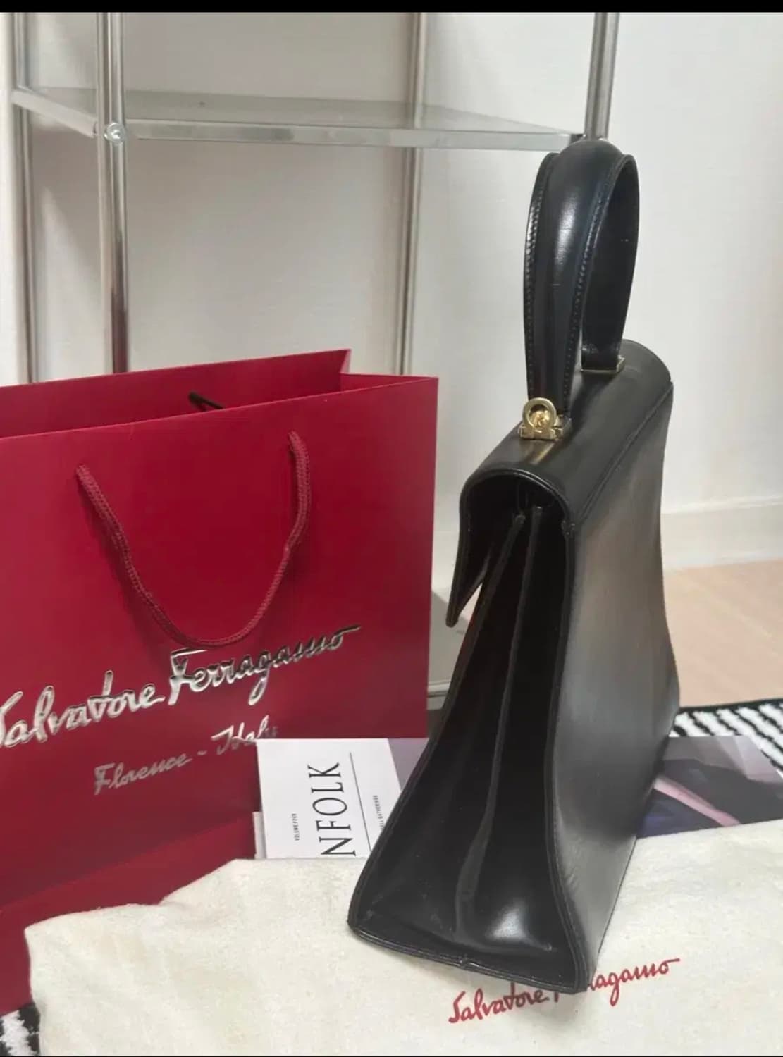 정품 페라가모 켈리백 차정원백 블랙 토트백 상품이미지4