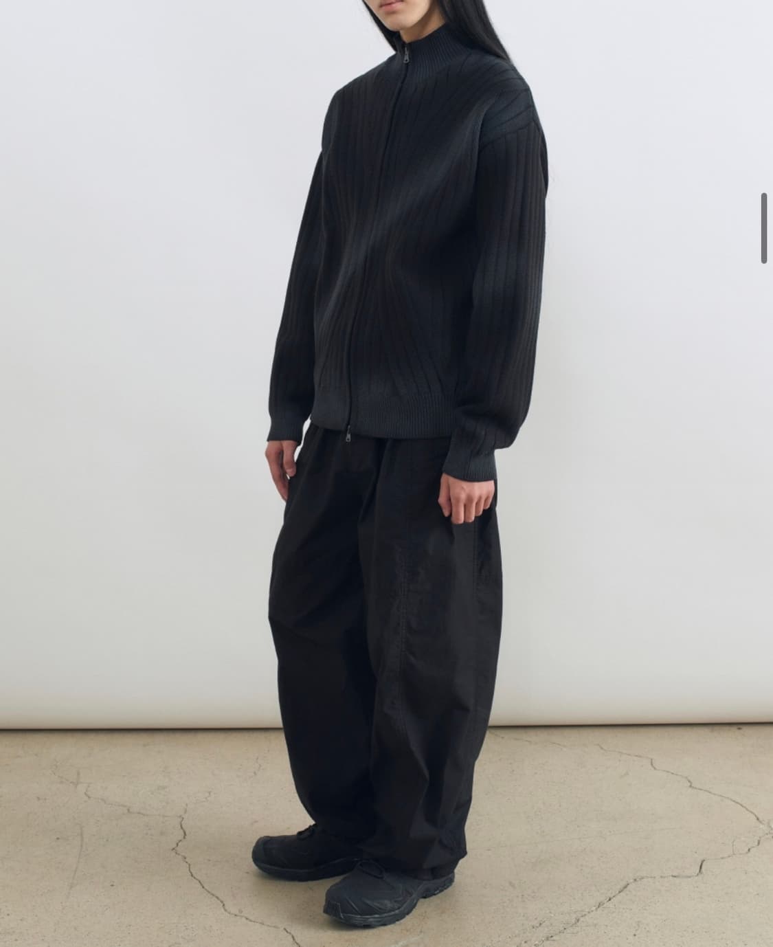 인사일런스 스프레이 워시드 집업 니트 BLACK L사이즈 상품이미지6