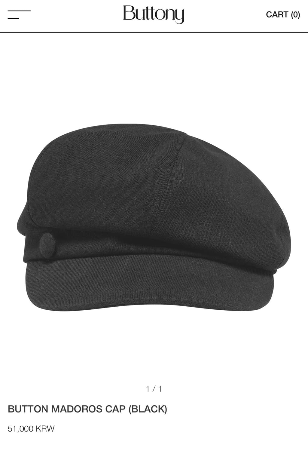 버튼니 buttony MADOROS CAP (BLACK) 상품이미지1