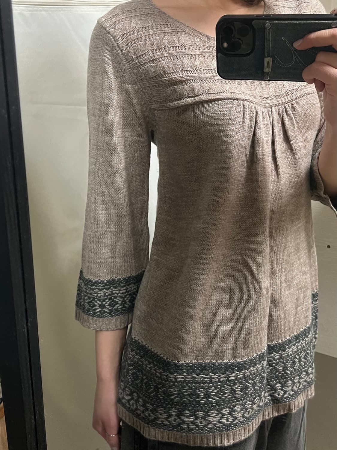 모리걸 노르딕 패턴 7부 소매 니트 상품이미지1