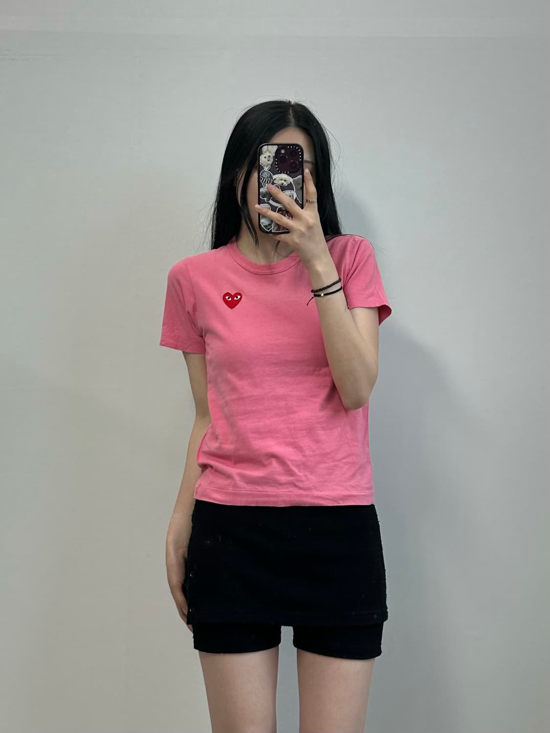 꼼데가르송 플레이 핑크 반팔 티셔츠 상품이미지1