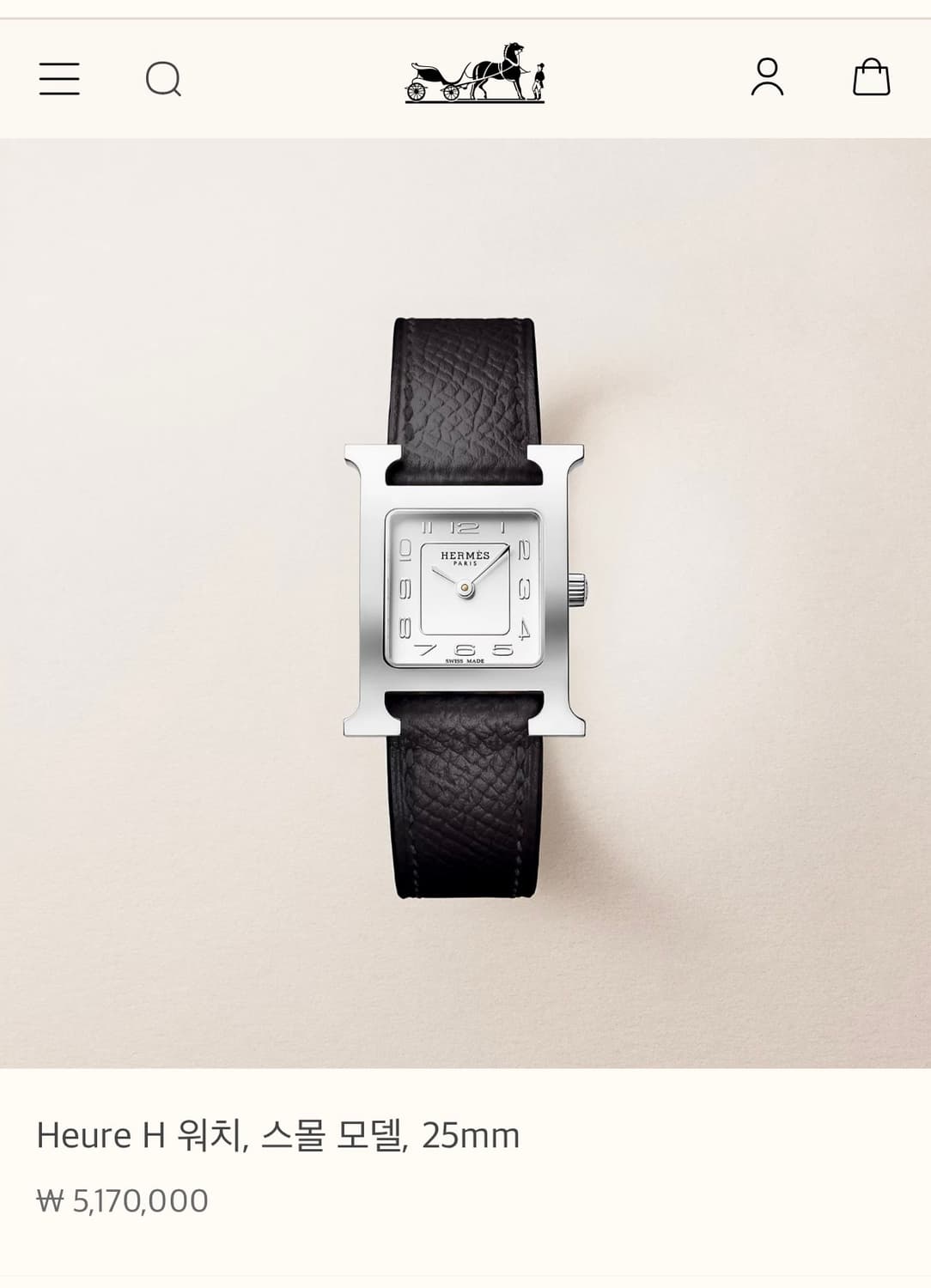 에르메스h아워 앱송 블랙 워치 스몰 상품이미지1