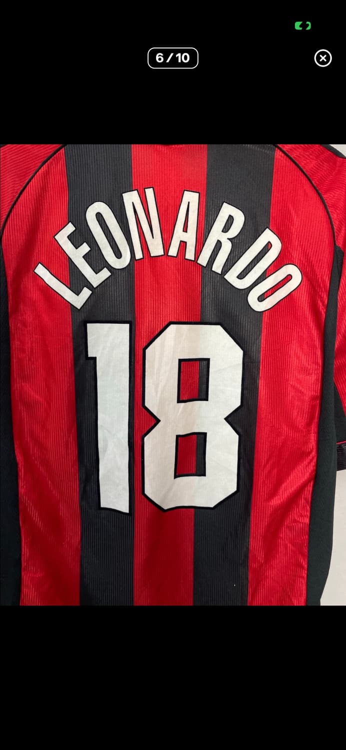 아디다스 98-99 AC밀란 레오나르두 아라우주 홈 유니폼 반팔  A36 상품이미지6