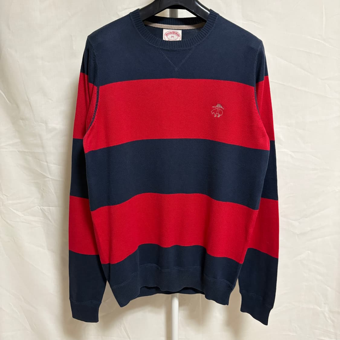 브룩스브라더스 라운드 보더 럭비니트 / 레드-네이비, M 상품이미지1