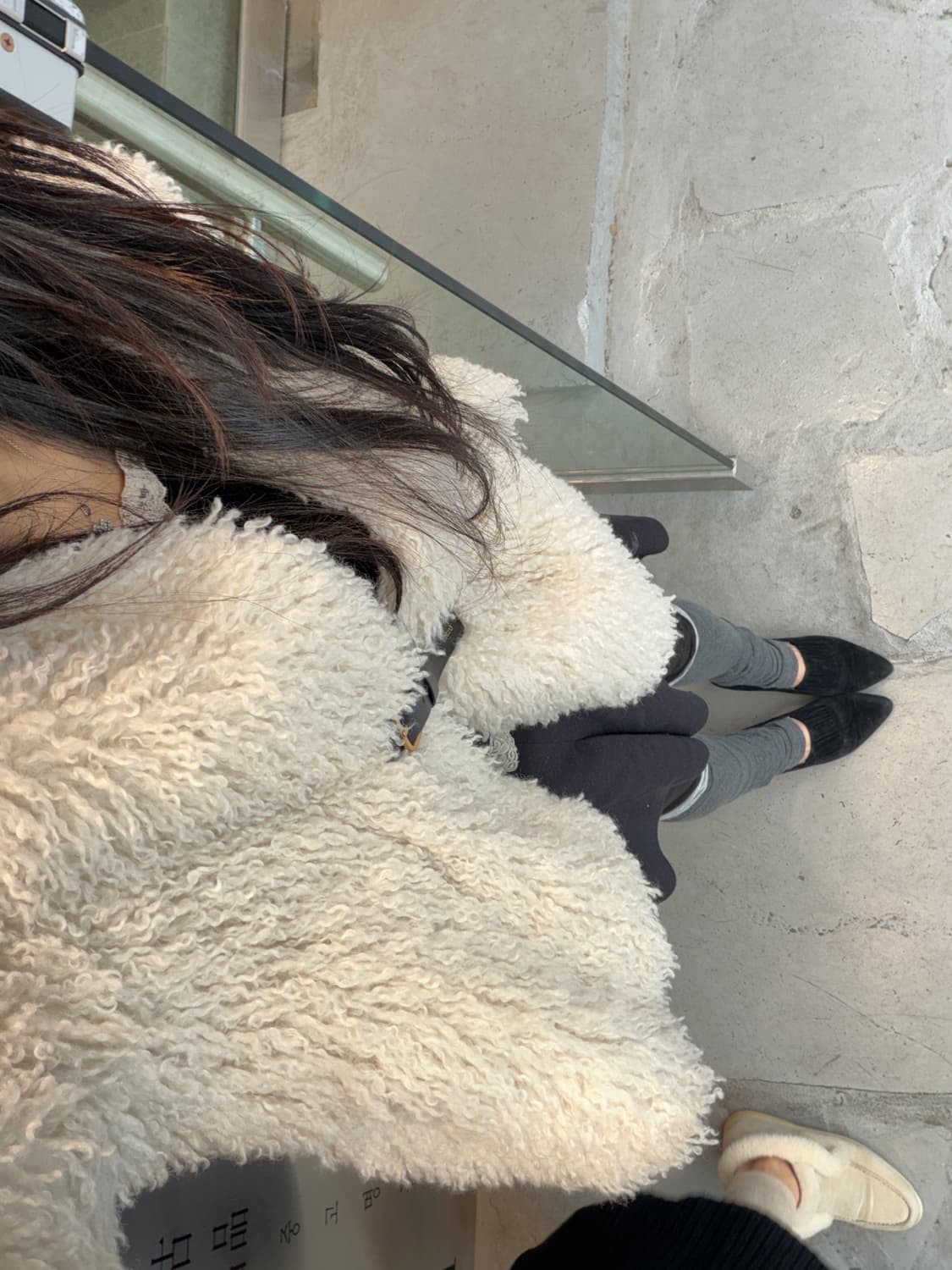 렉토 Faux 시어링 벨티드 스트랩 디테일 코트 상품이미지3