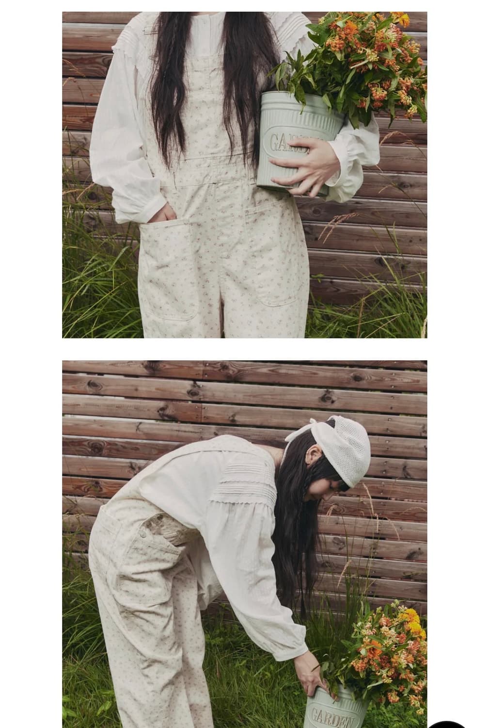 셀리테일즈 플라워 포켓 오버롤 아이보리 상품이미지3