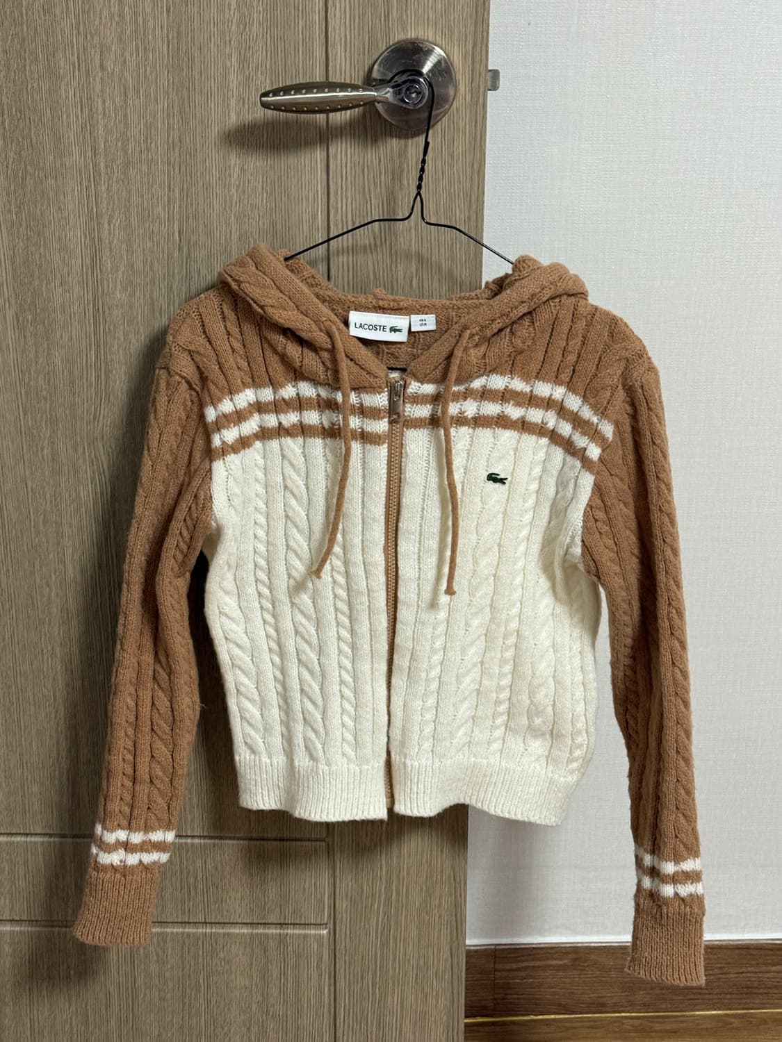 라코스테 케이블 니트 후드 집업 FR 38 상품이미지4