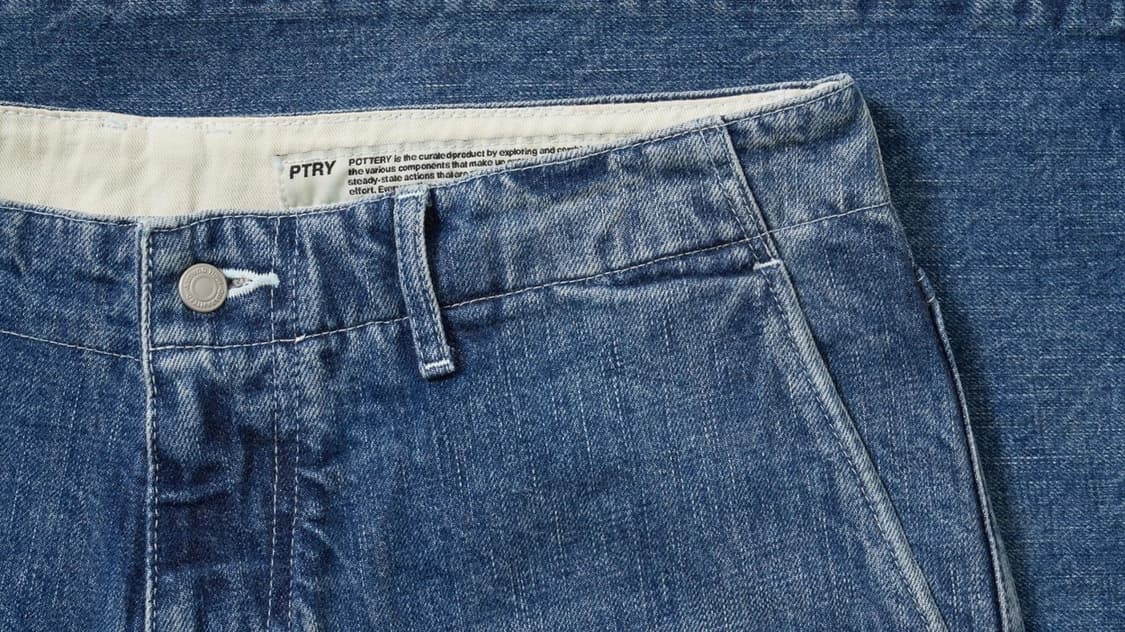 포터리 원워시드 와이드 데님 팬츠(미드블루)- 4 사이즈 상품이미지3