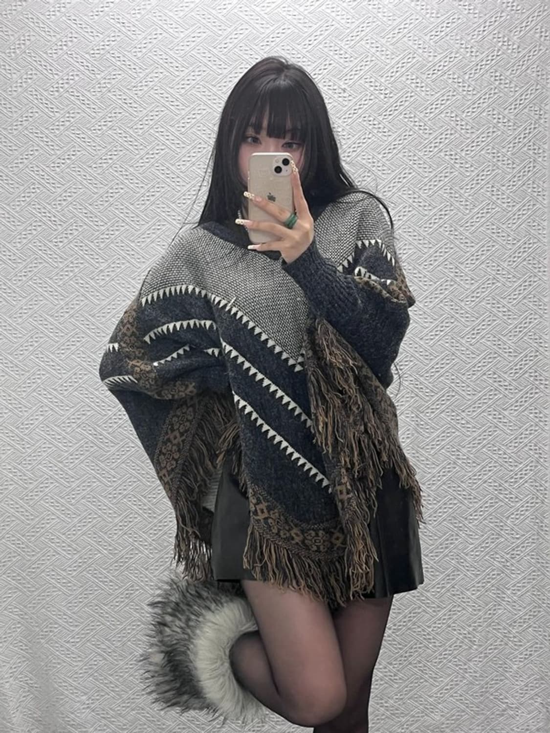 빈티지 히피 보헤미안 뜨개 망토 판초 니트 115 C09809 상품이미지1