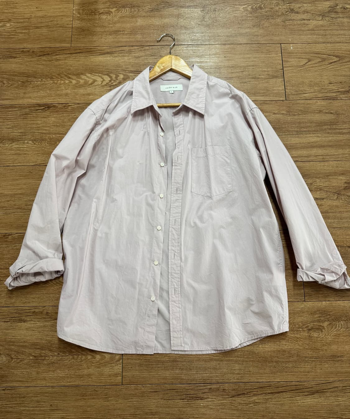 유니온블루 런드리 에디터 셔츠 그레이핑크 L 상품이미지1