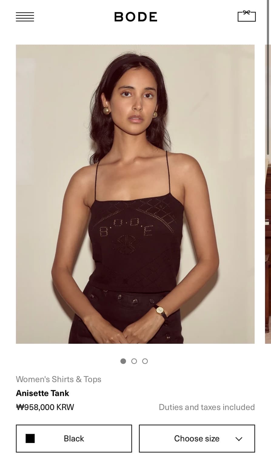 [XS,S]보디 BODE Anisette 슬리브리스 탑/블랙 상품이미지4