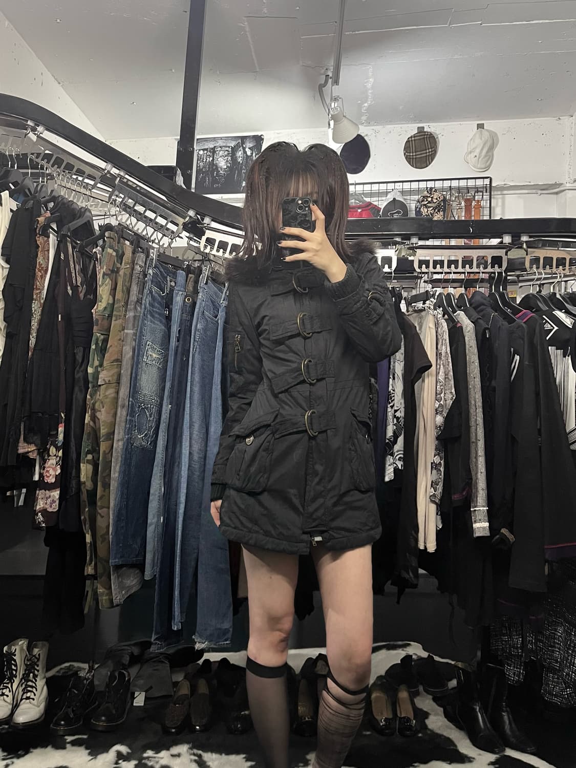 퍼 후드 투웨이 미디 자켓 상품이미지1
