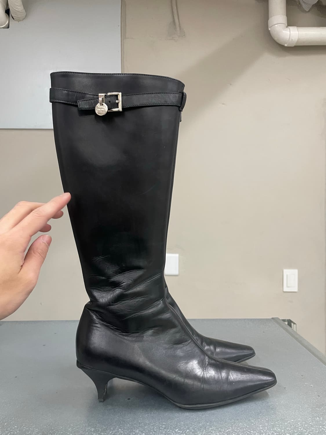 프라다 레더 니 하이 버클 레이디 부츠 EU37 상품이미지4