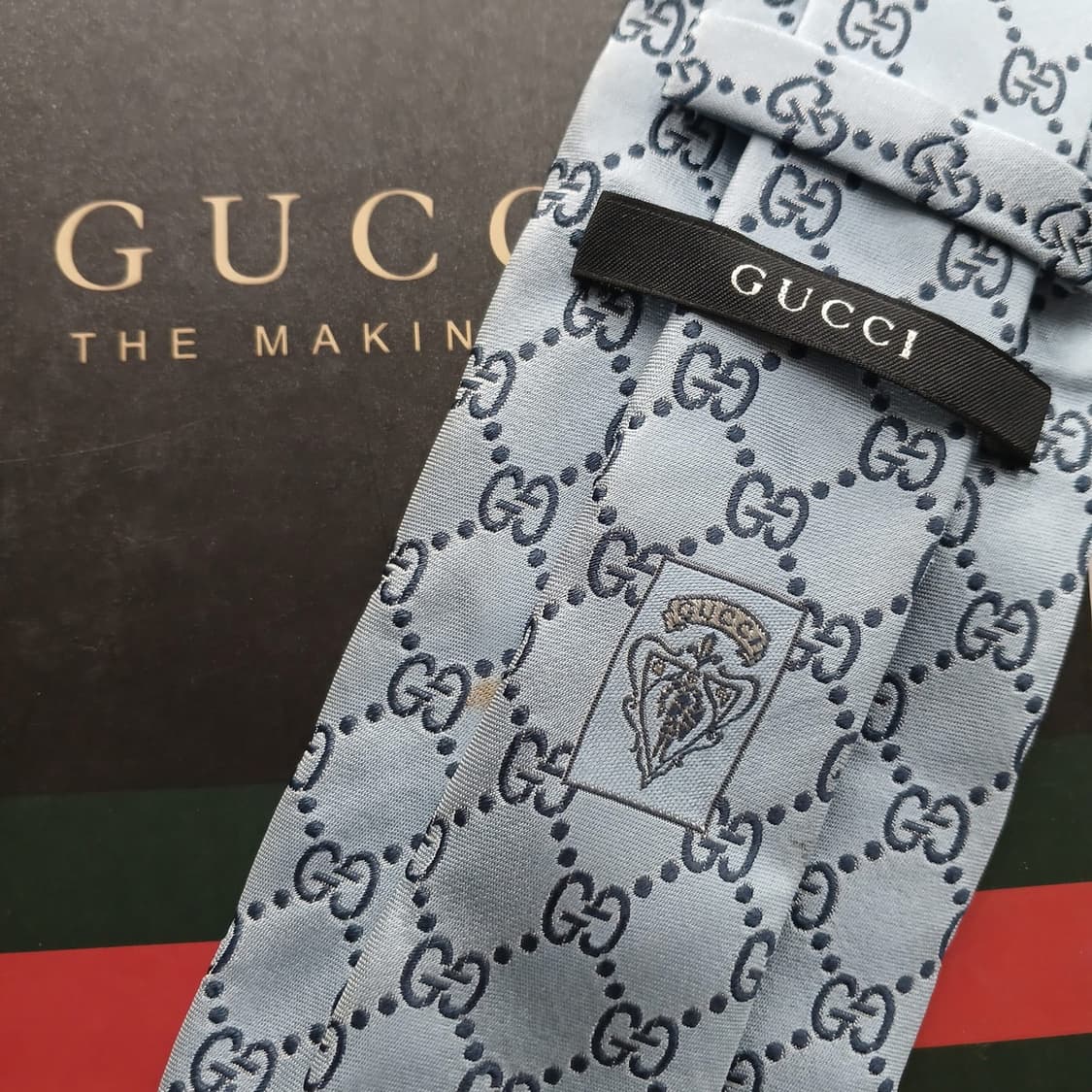 구찌 실크 스카이블루 GG 패턴 넥타이 8.9cm B등급 A18312
 상품이미지4