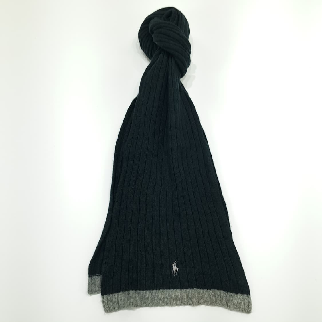 MX302 폴로 랄프로렌 진그린 투톤 리브드 램스울 니트 목도리 머플러 상품이미지1