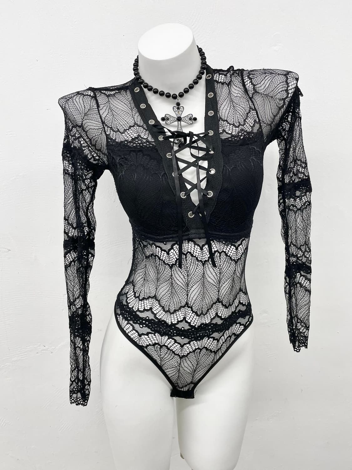 블랙 고딕 레이스 바디수트 상품이미지1