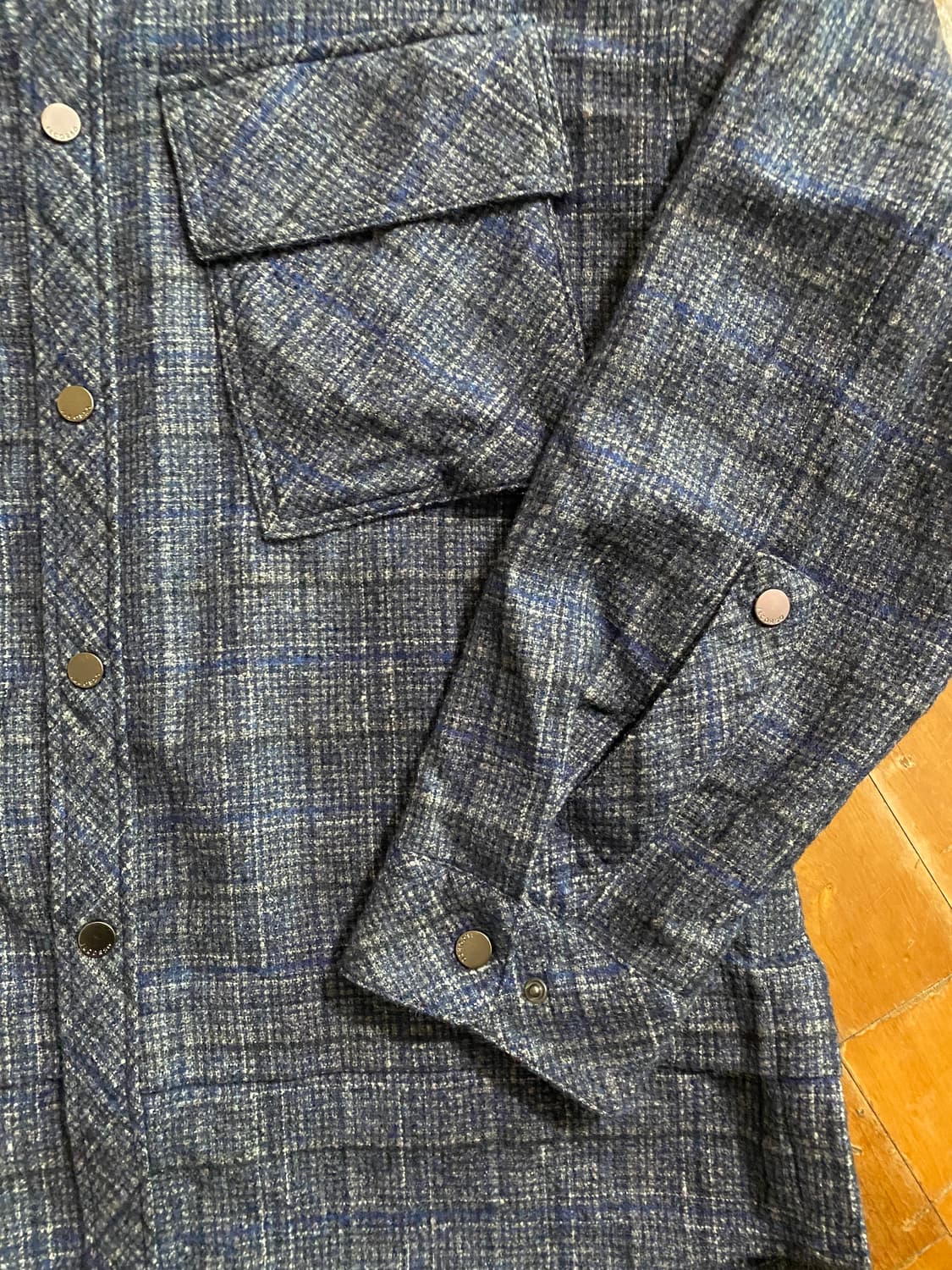 ILCORSO 알파카 블루 체크 셔츠 105 상품이미지2