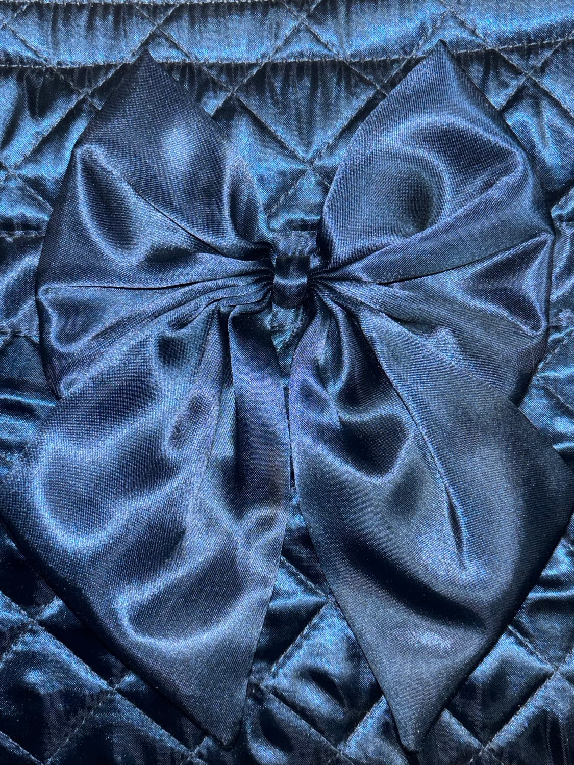 Naraya 리본 보우 퀄팅 백 가방 토트백 네이비 빈티지 갸루 고딕 상품이미지3