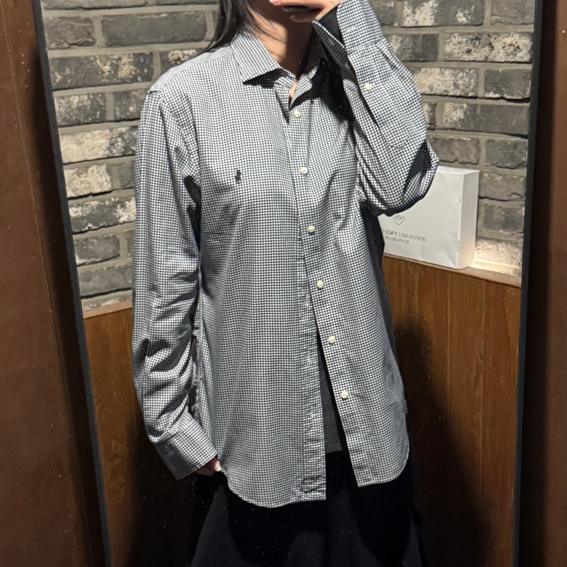 M) 폴로 랄프로렌 클래식 옥스포드 블랙 깅엄 체크 셔츠 Z36 상품이미지9