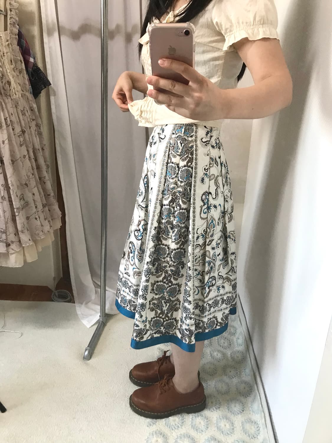 ethnic pintuck blue-green skirt 상품이미지3