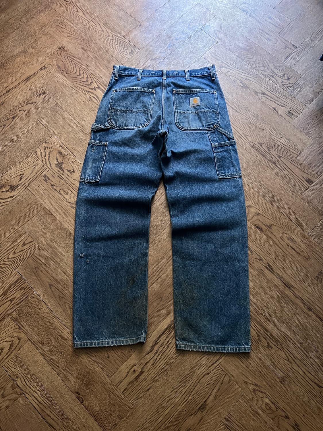 [34]칼하트 Made in USA 더티워싱 더블니 워크 데님 팬츠 상품이미지2