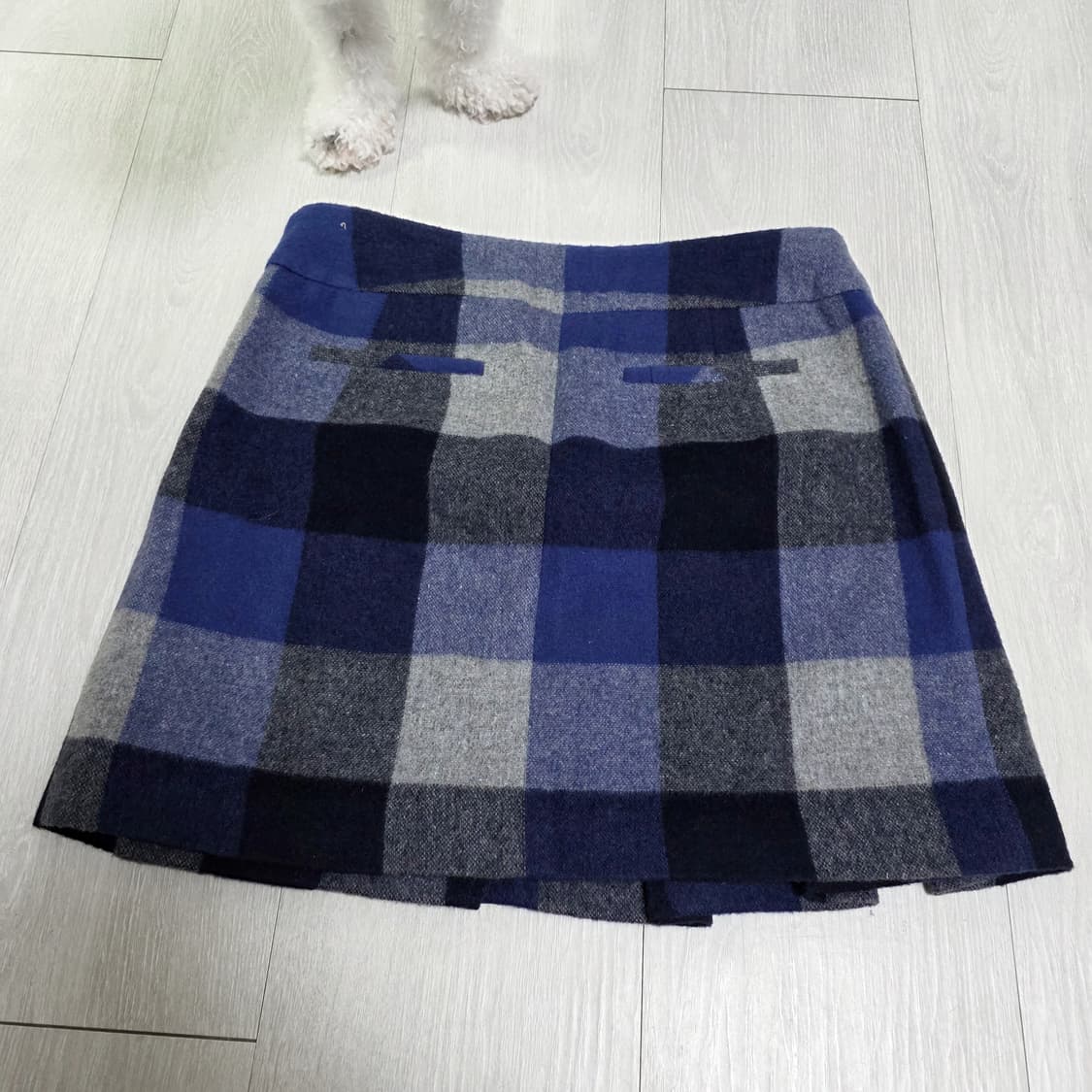List 리스트 울 모직 체크 테니스 스커트 블루 상품이미지2