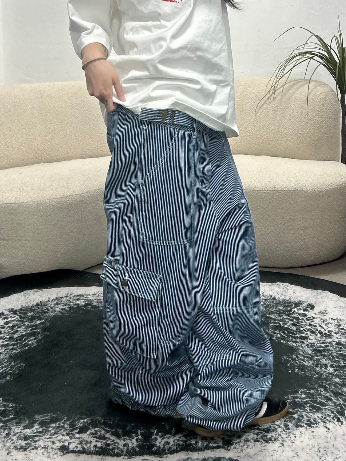 [ unisex ]히코리 스트라이프 워크 카고 와이드 pts 상품이미지7