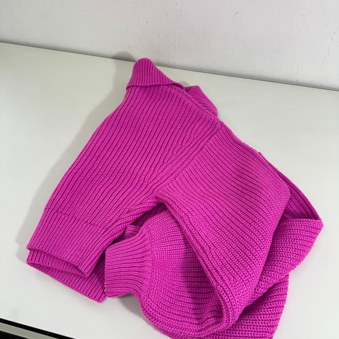 우먼M-L 자라 분홍 브이넥 크롭 카라니트 상품이미지4