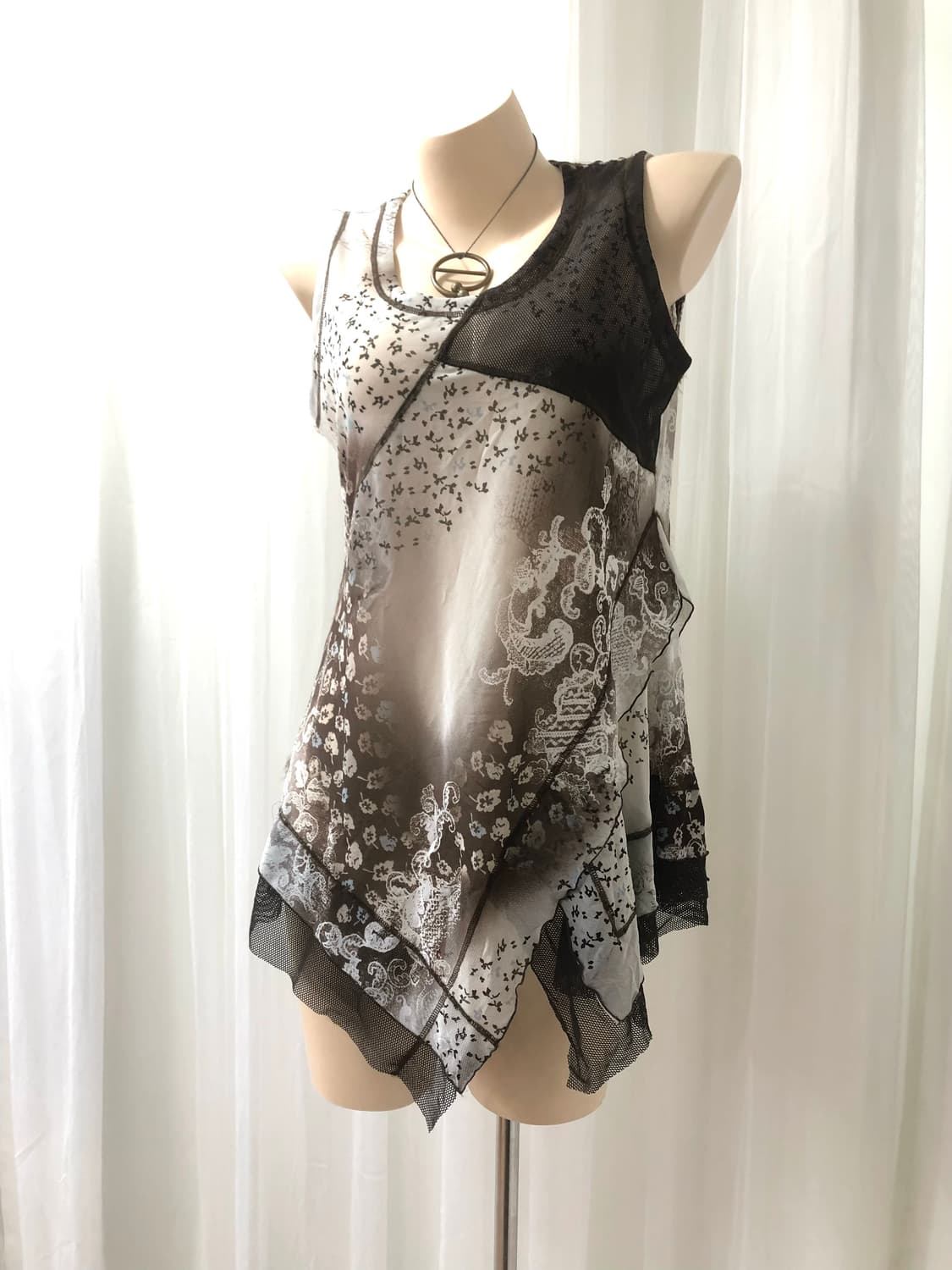 grunge fairy printed lace mesh sleeveles 상품이미지3