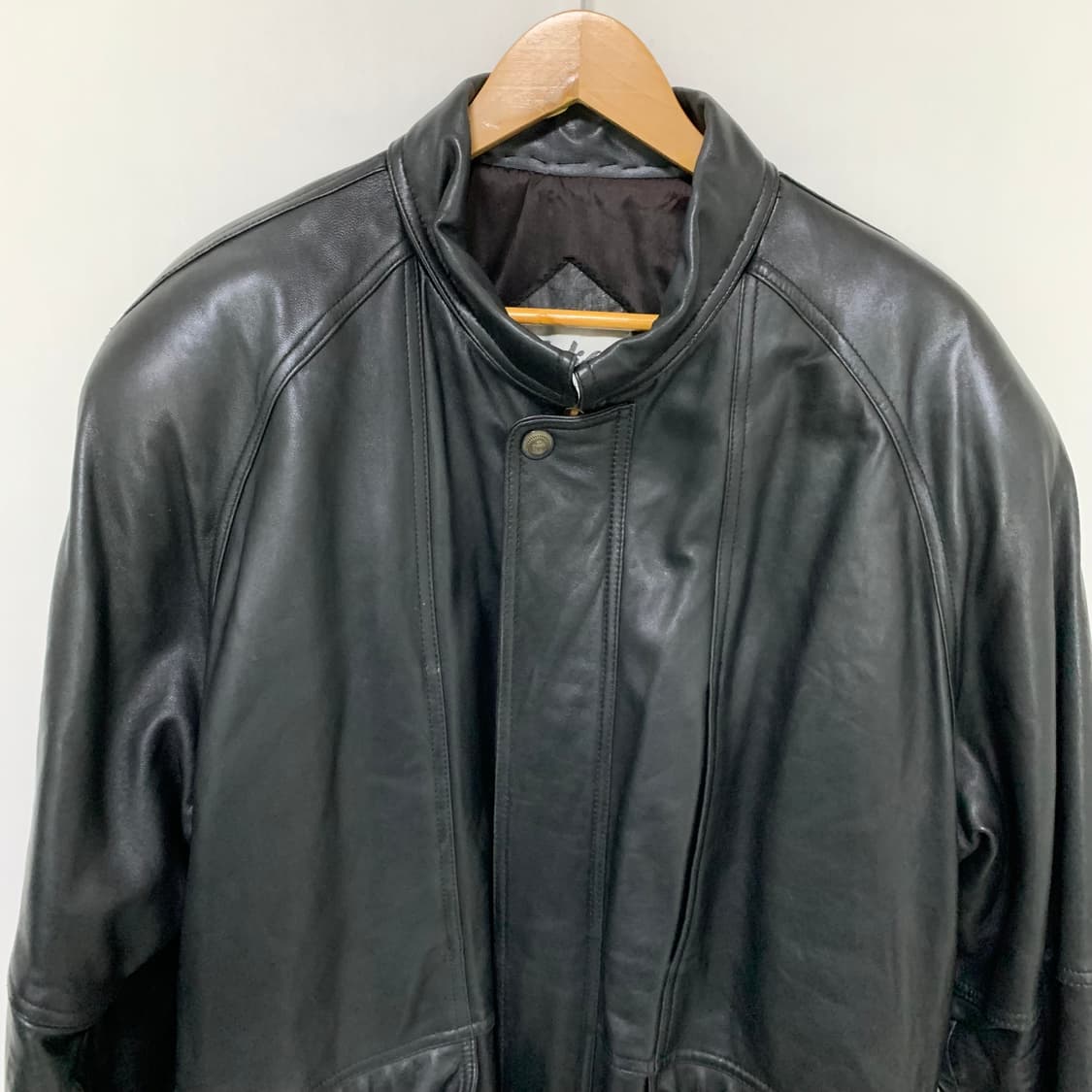 빈티지 블랙 루즈핏 양가죽 리얼레더 자켓 남성 L 남녀공용 하프코트 상품이미지5