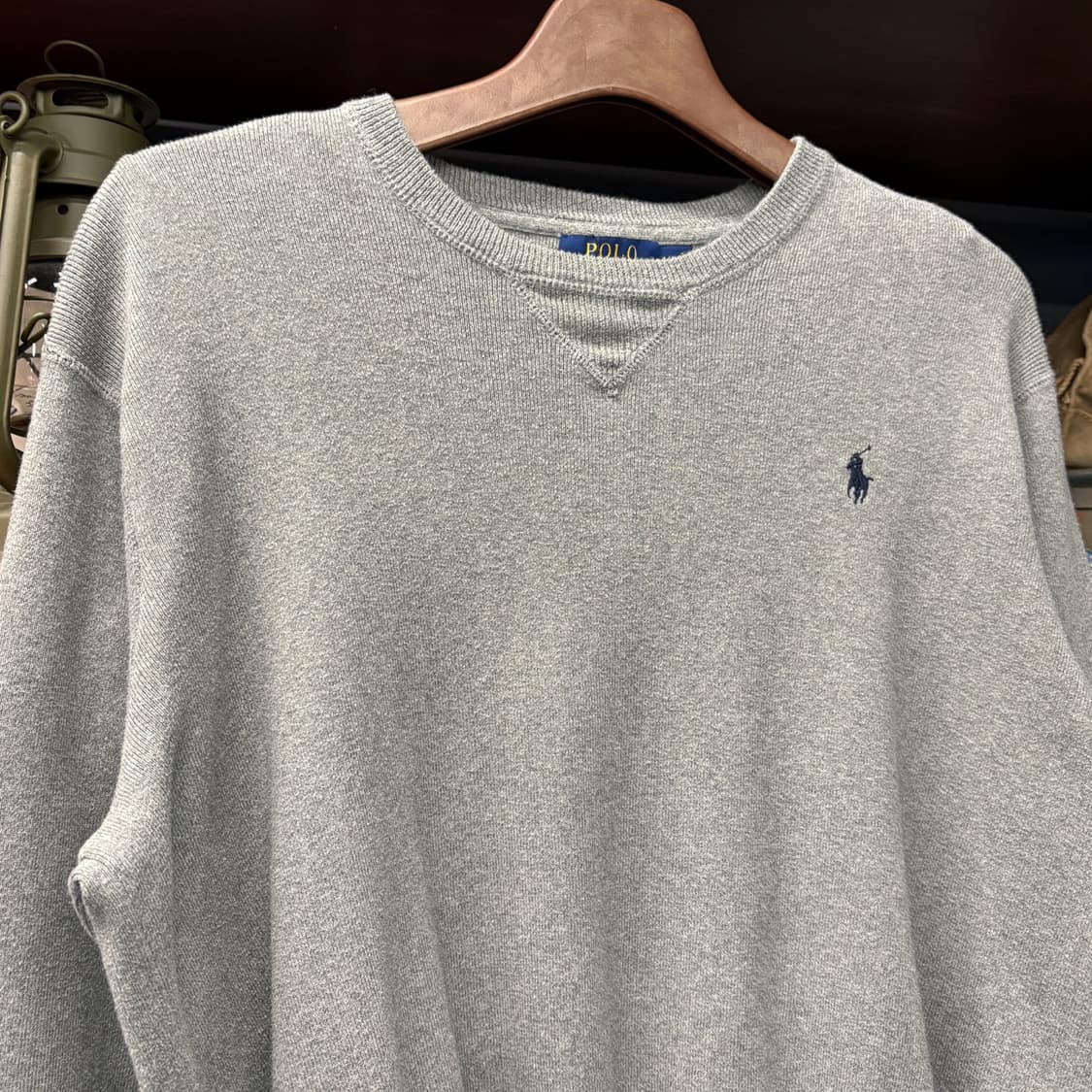 신형라벨 폴로 랄프로렌 피마코튼 스웨트 니트 V-인서트 그레이 N721 상품이미지3