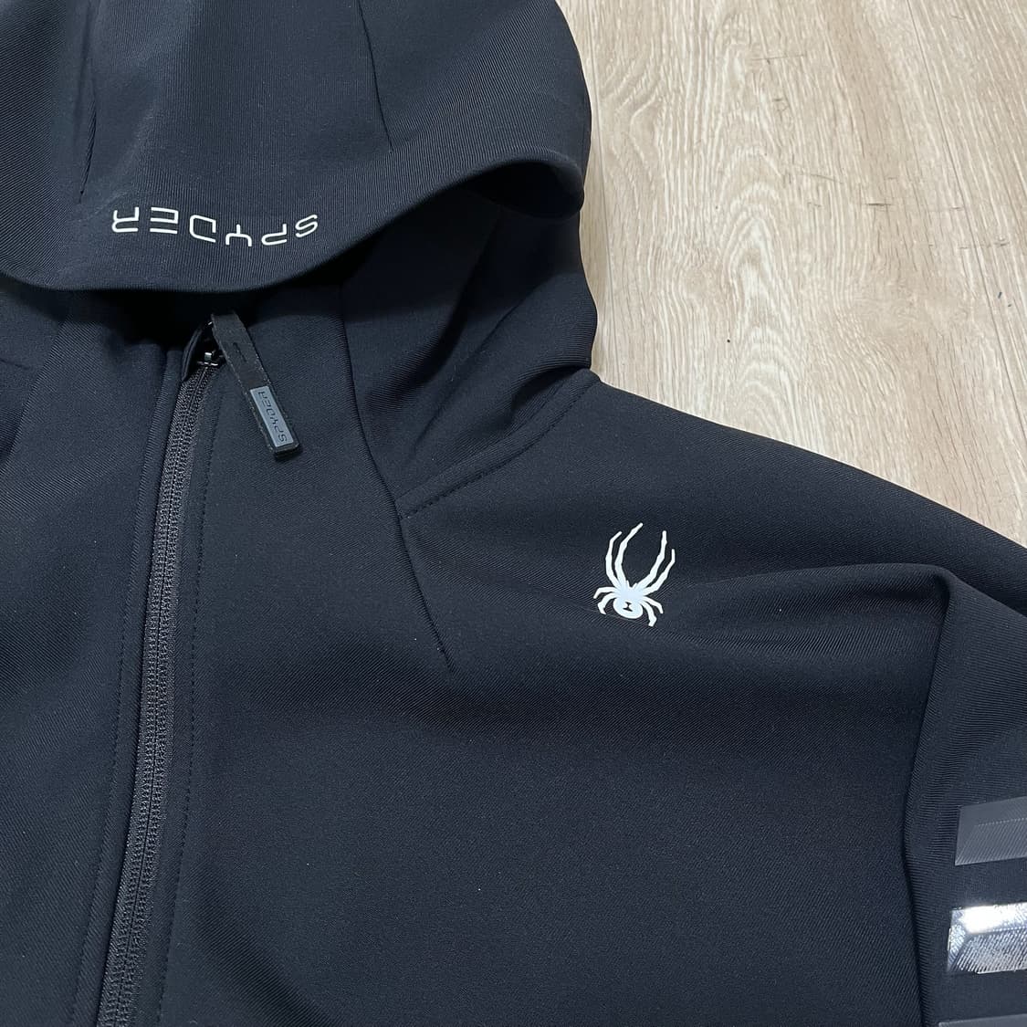 스파이더 기능성 사선 완장 후드 기모 져지 트랙탑 [블랙] XL/105 상품이미지4