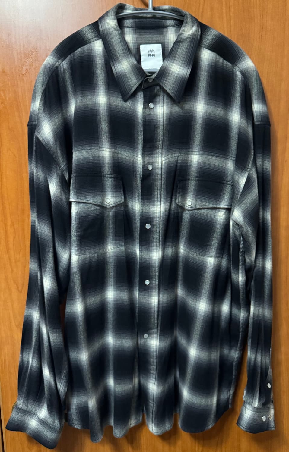 폴리테루 루즈드 체크 셔츠 웨스턴 잉크 화이트 4 상품이미지1