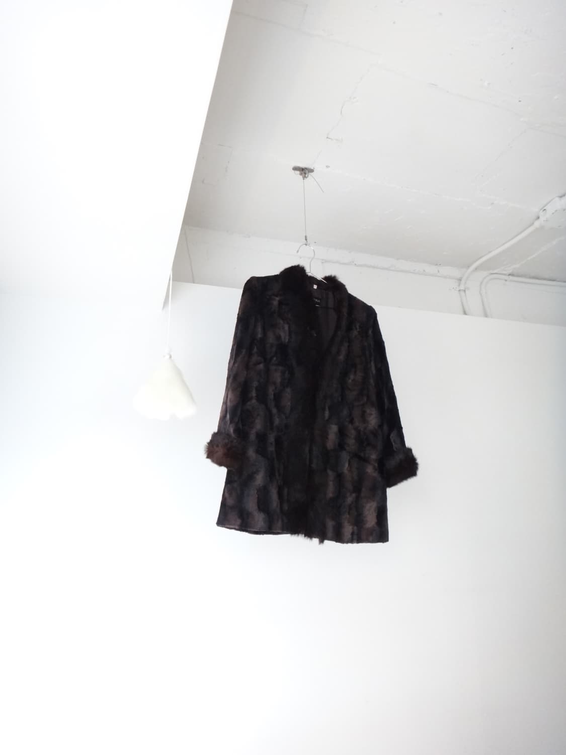 Semi leopard fur detail jacket / brown 상품이미지1
