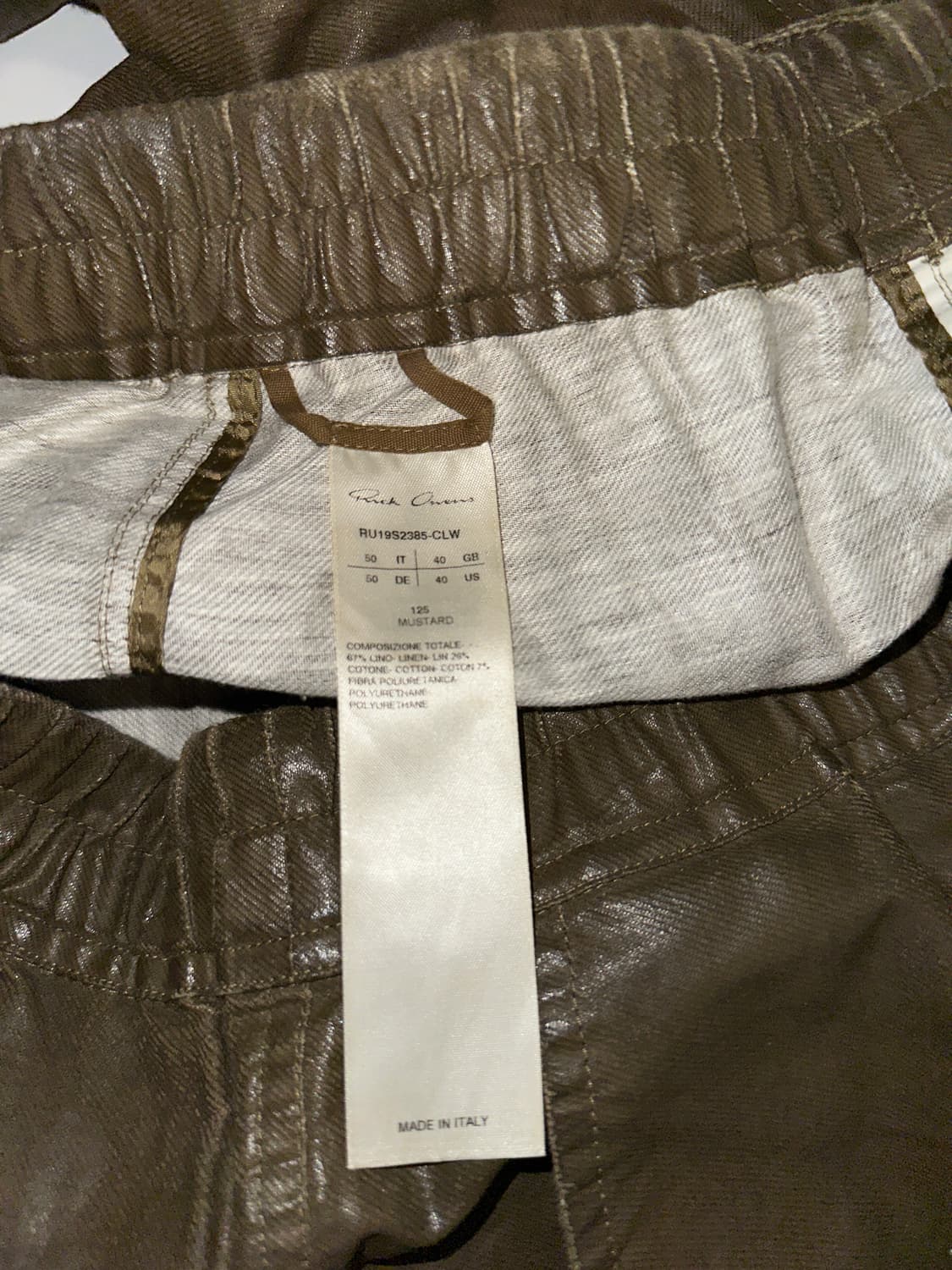 릭오웬스 왁스드 린넨 카고 팬츠 (50) 상품이미지4