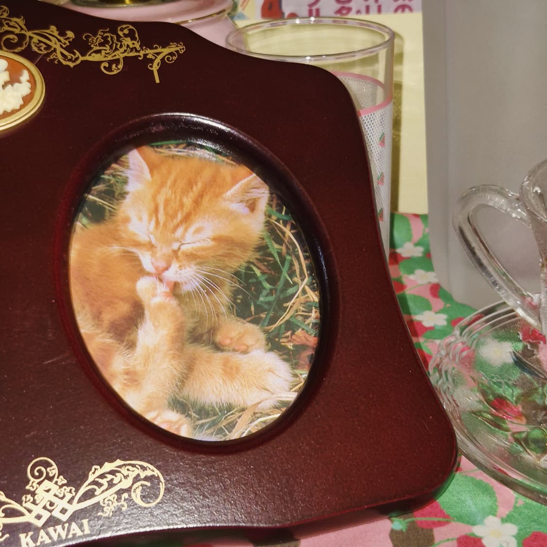 90s 카와이 피아노 카메오 2구 우드 탁상 액자 상품이미지8