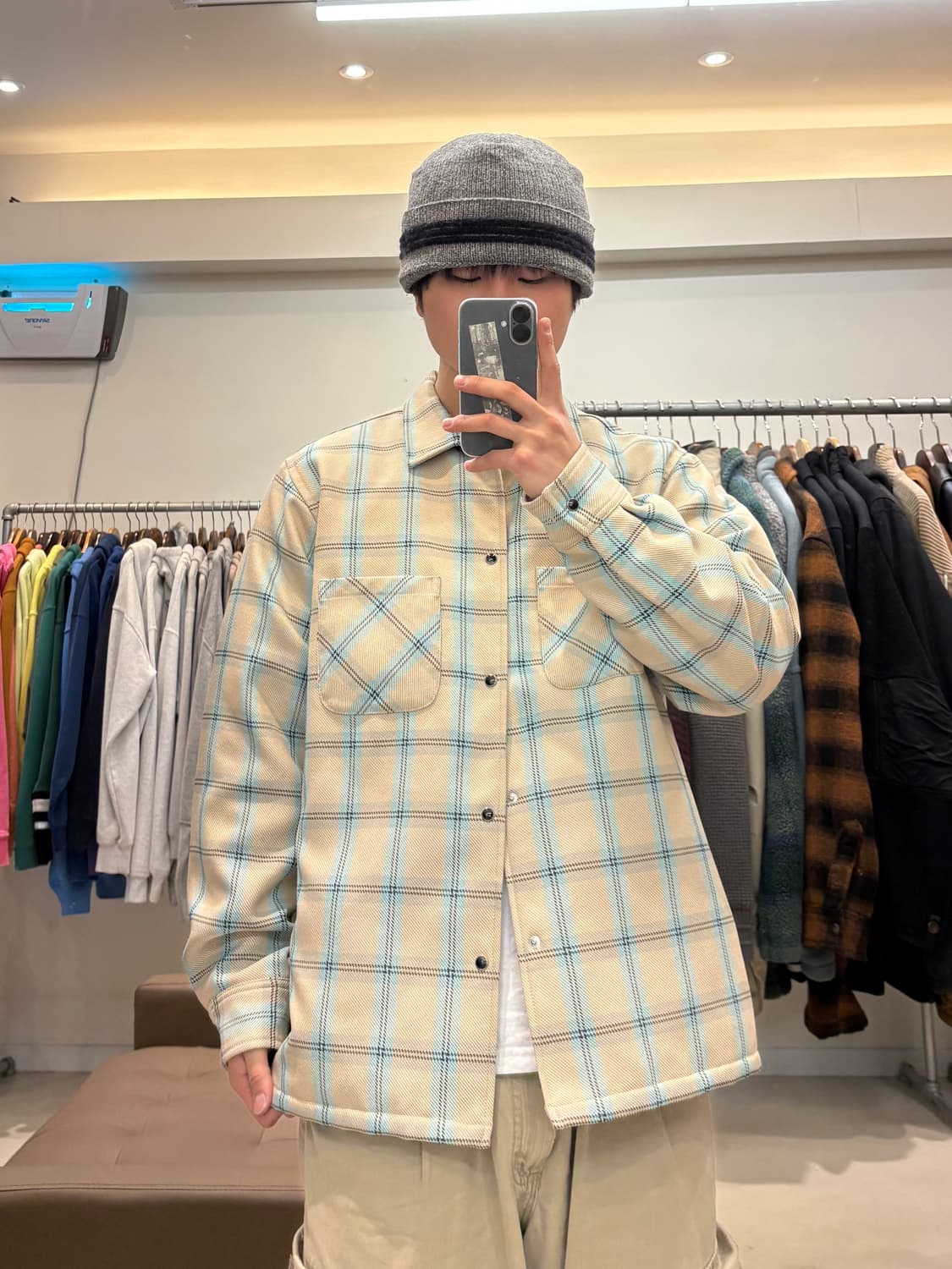 빔즈 플러스 옴브레 체크 패딩 자켓 상품이미지9