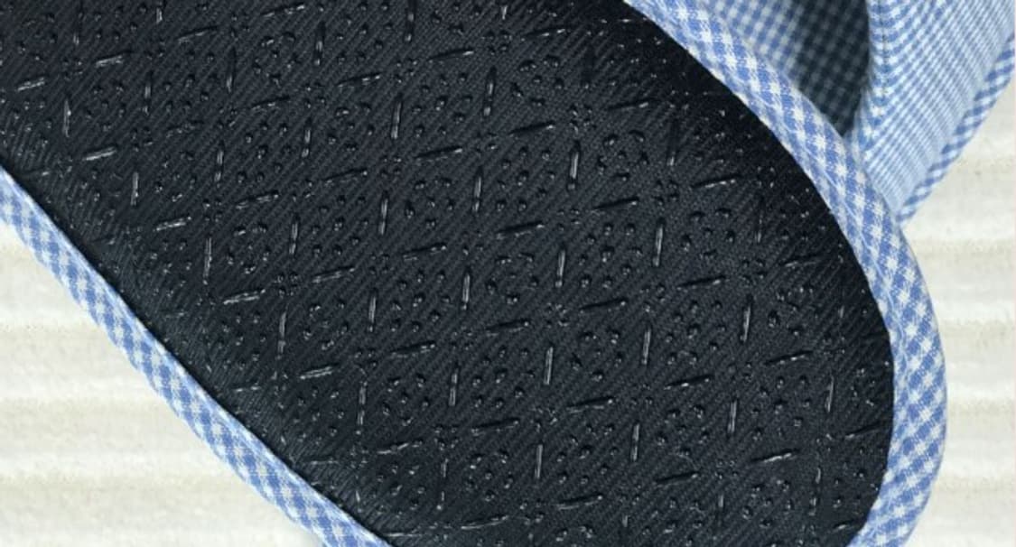 오픈토 미끄럼방지 덧신 실내화 파스텔 블루 체크 (새상품) 상품이미지2