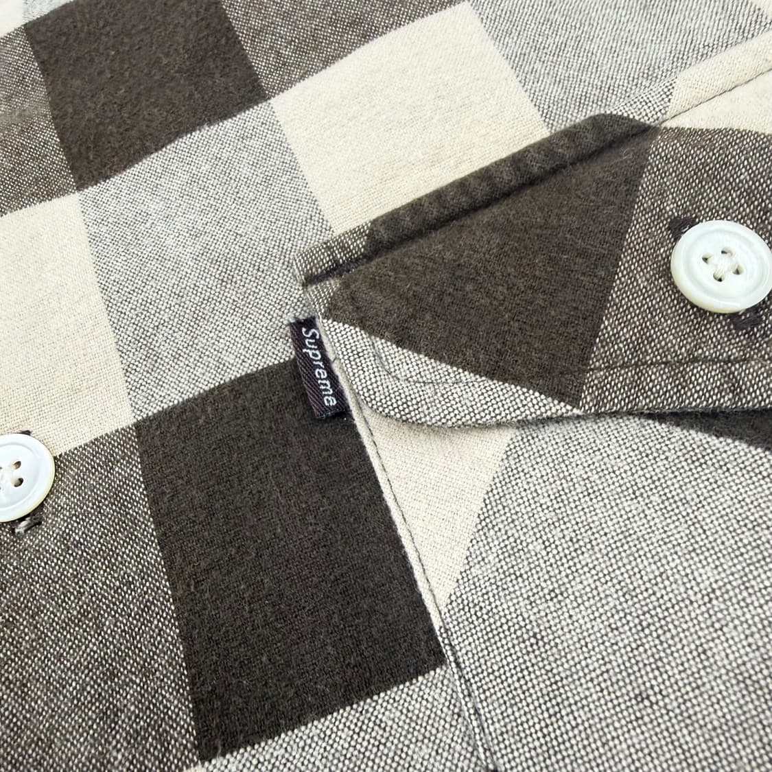 90‘s 슈프림 버팔로 베이지 브라운 체크셔츠  상품이미지7
