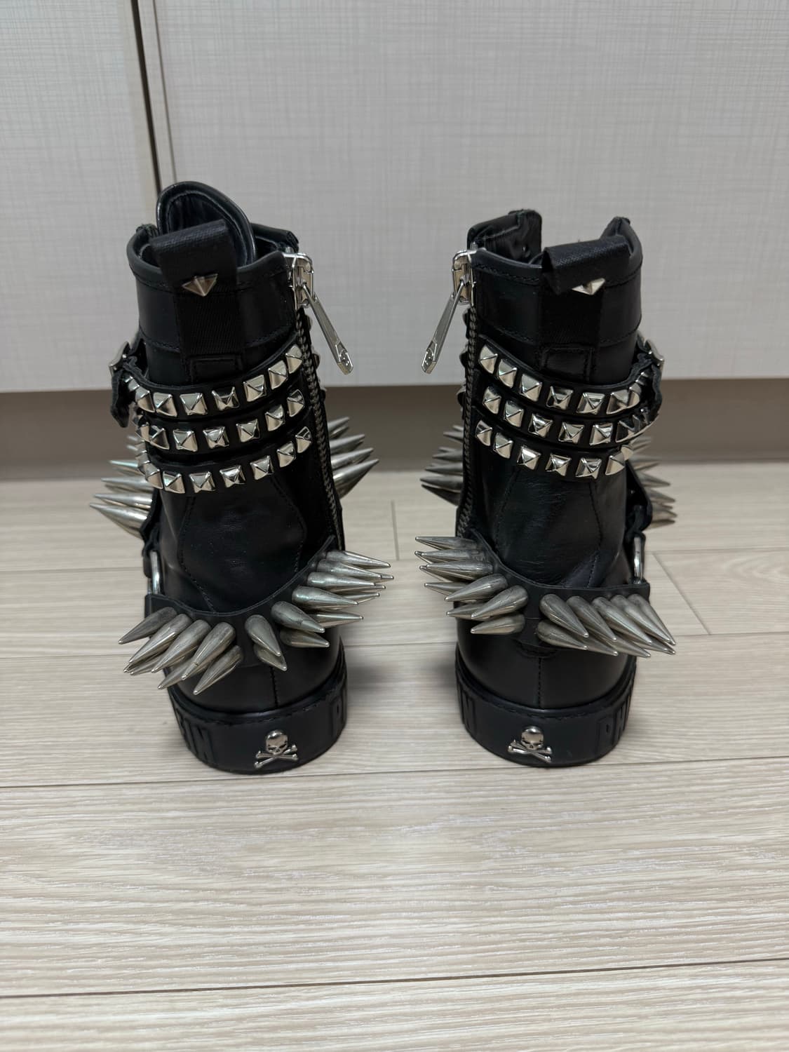 (41 size) 필립 플레인 한정판 스터드 하네스 장식 레더 부츠 상품이미지4