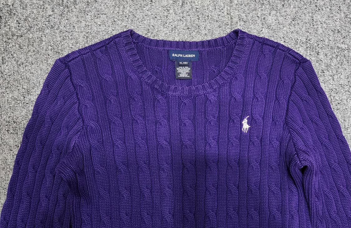 폴로 랄프로렌 케이블 꽈배기 보라색 니트 걸즈 XL 상품이미지3