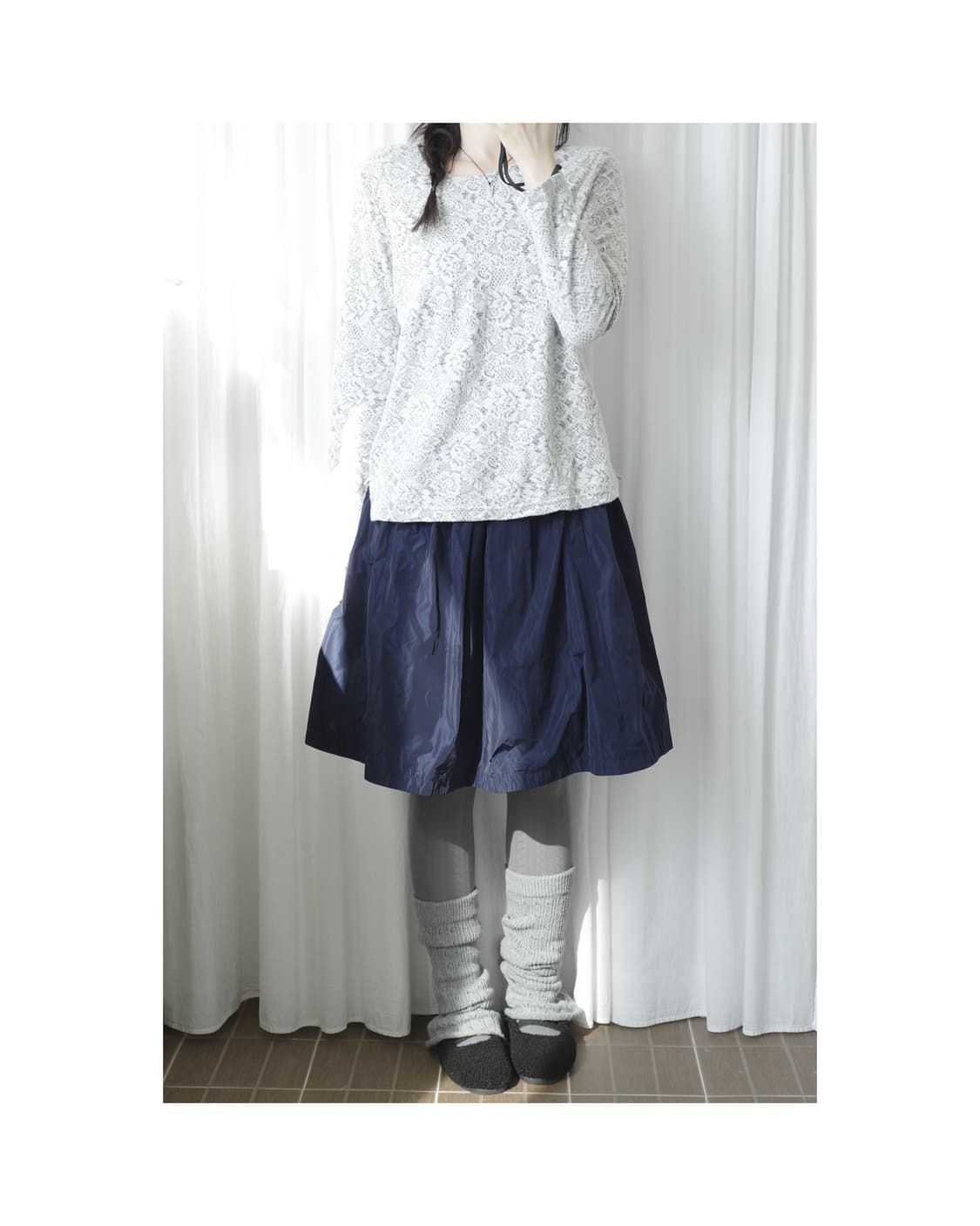 Gu navy flare skirt 상품이미지4