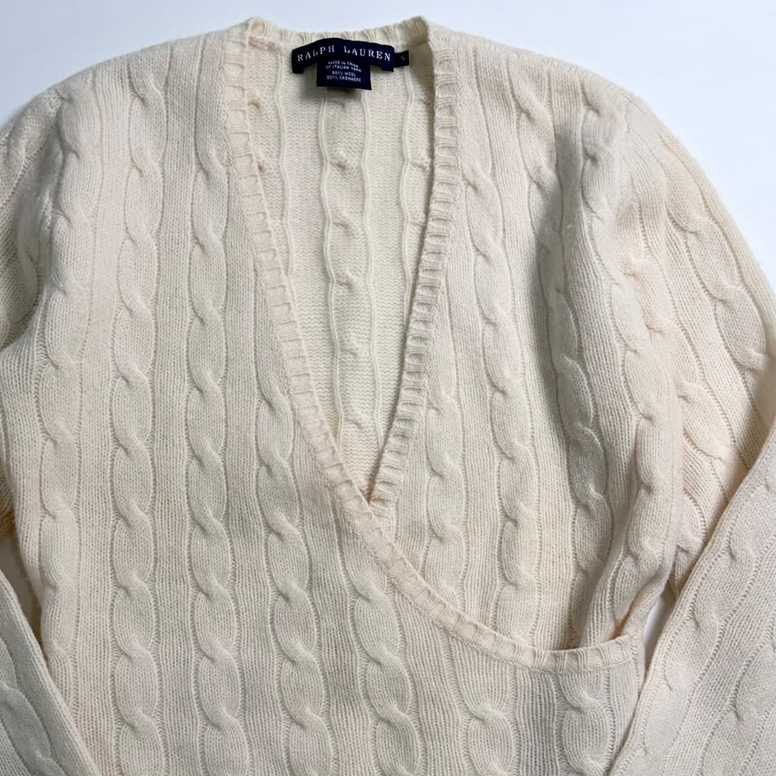 로렌 랄프로렌 캐시미어 블렌드 랩 케이블 니트 상품이미지3