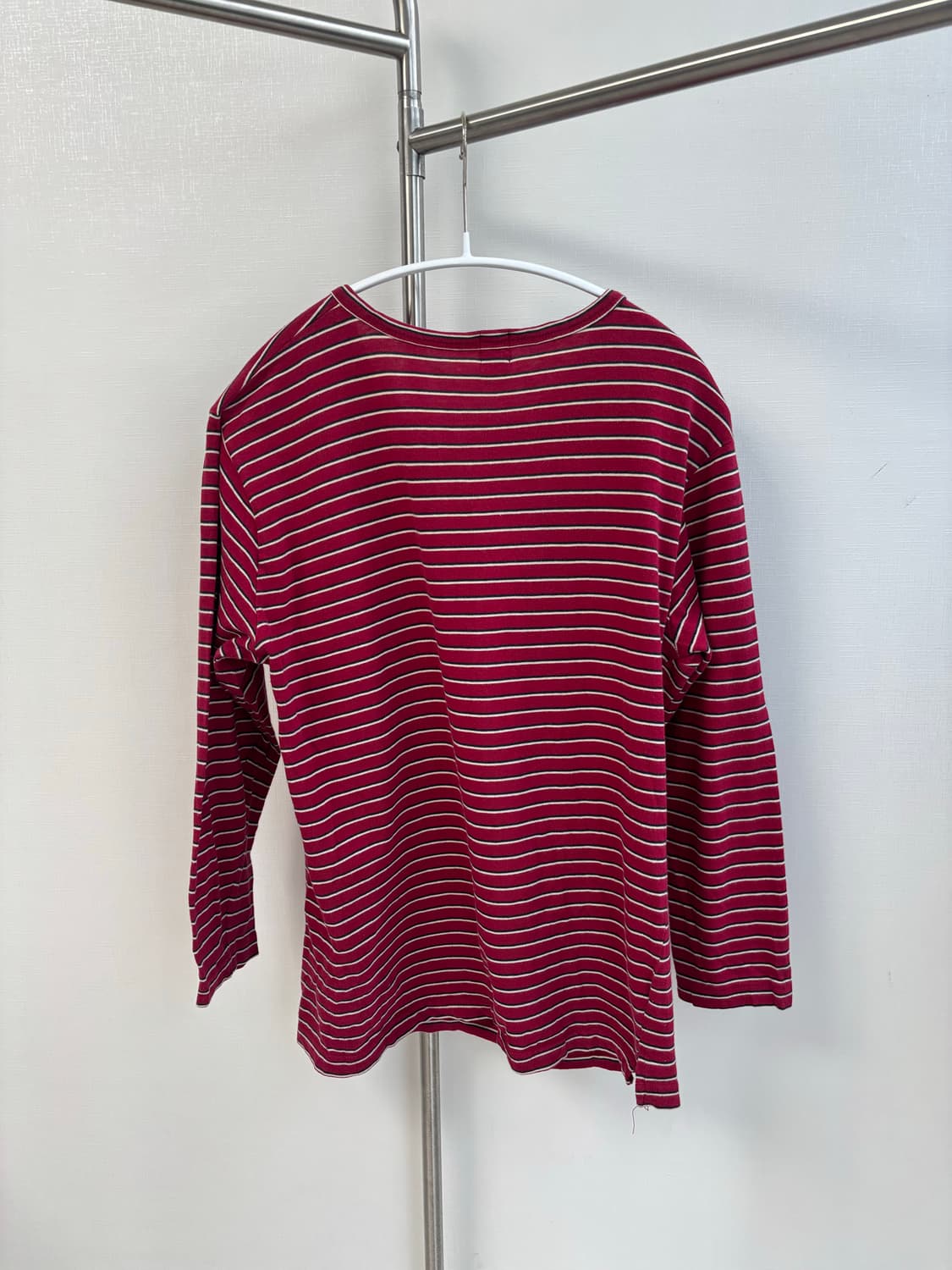 b.s saddle 레드 핑크 스트라이프 강아지 자수 긴팔티 상품이미지5