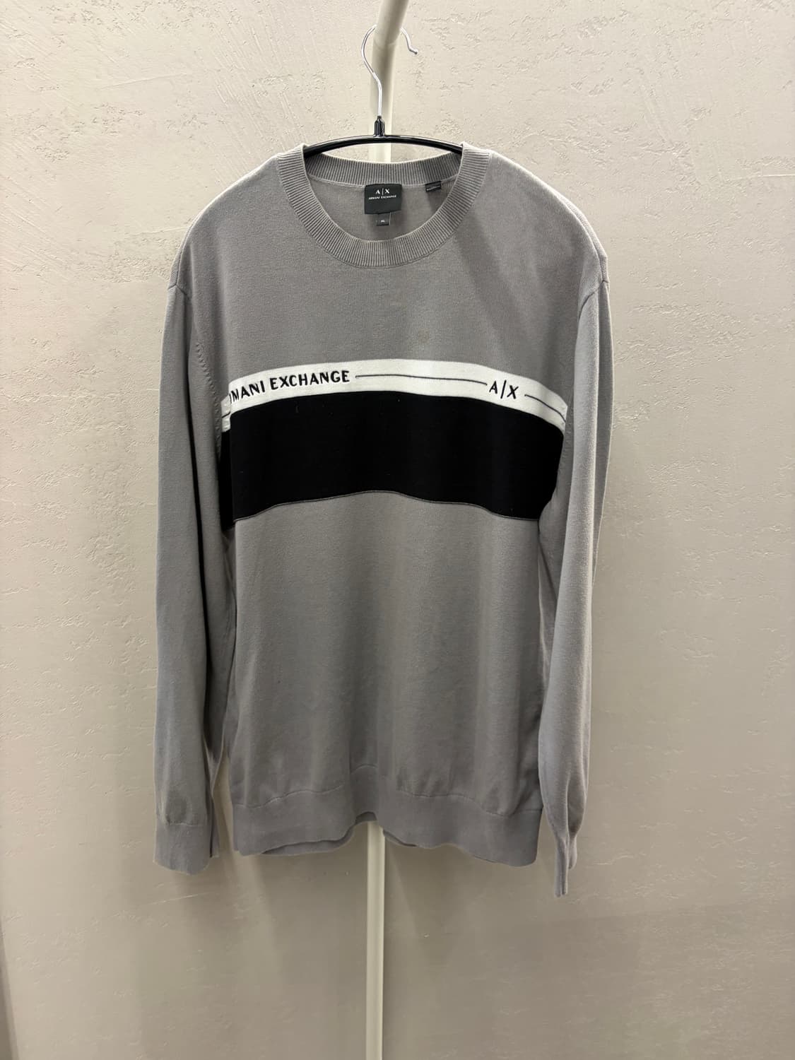 아르마니 익스체인지 로고 배색 니트 그레이 XL 상품이미지2