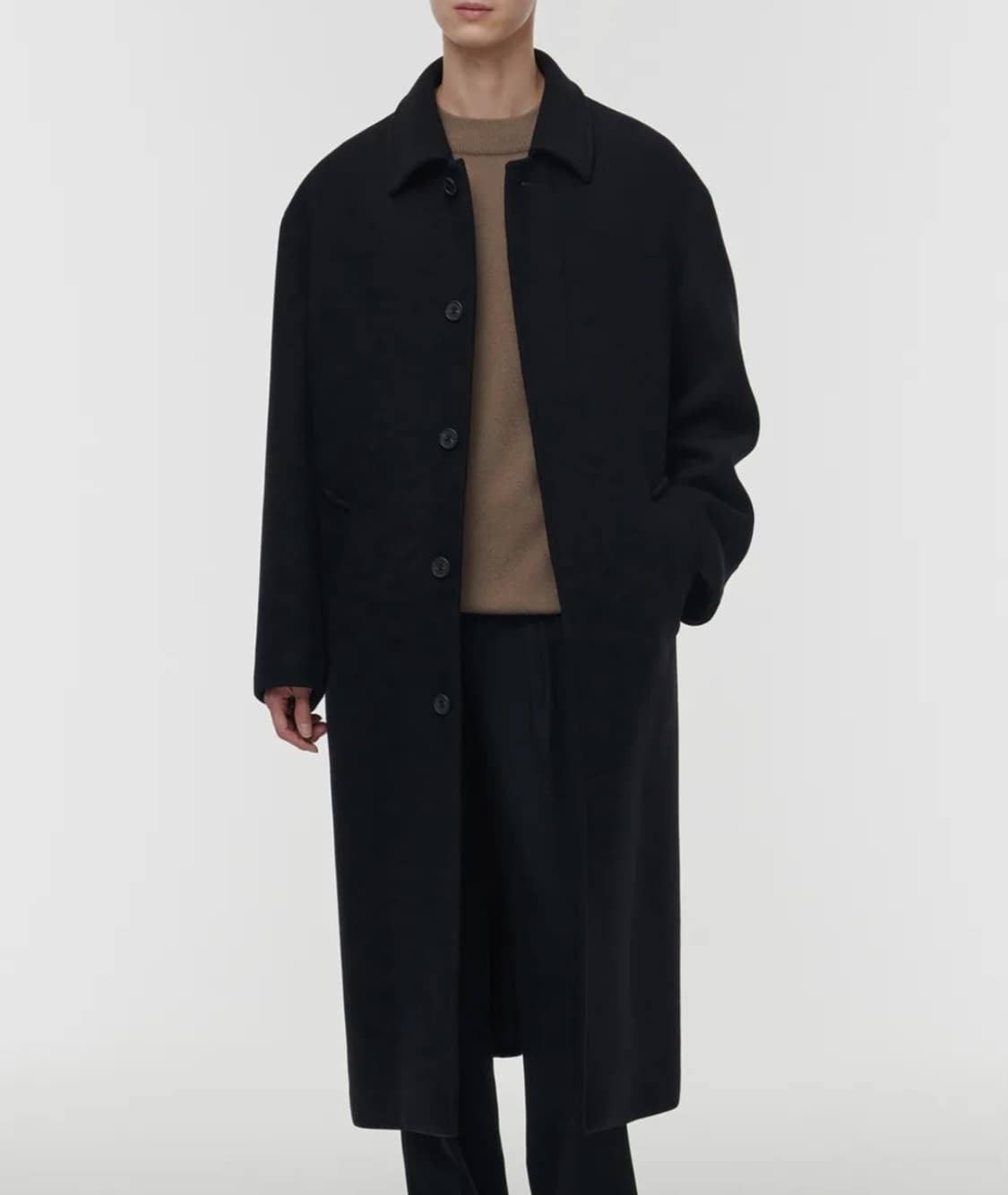 무신사스탠다드 울 블렌드 맥시 발마칸 로브 코트 블랙 L 택채 새제품 상품이미지5