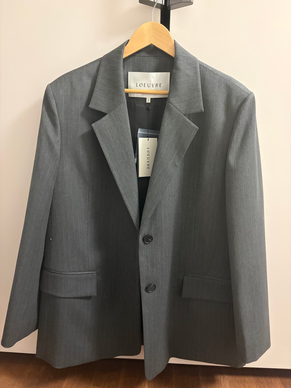 (텍달린 새상품) LOEUVRE 여성 차콜 자켓 상품이미지2