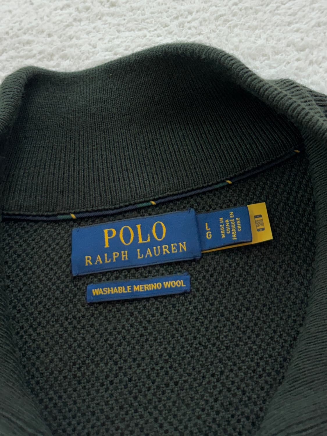 QR 폴로 카키 니트 집업 상품이미지5